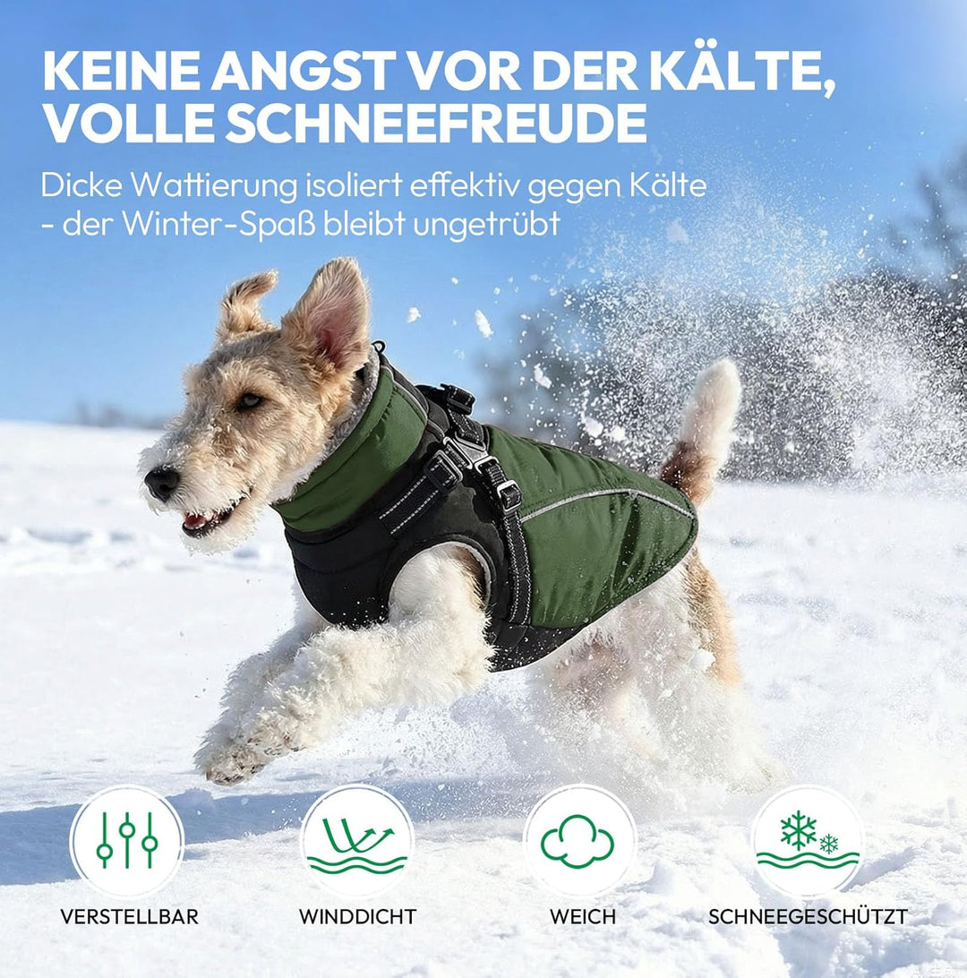 Hundemantel mit Geschirr für grosse Hunde,Wasserdichter Wintermantel mit Integriertem Geschirr, refl