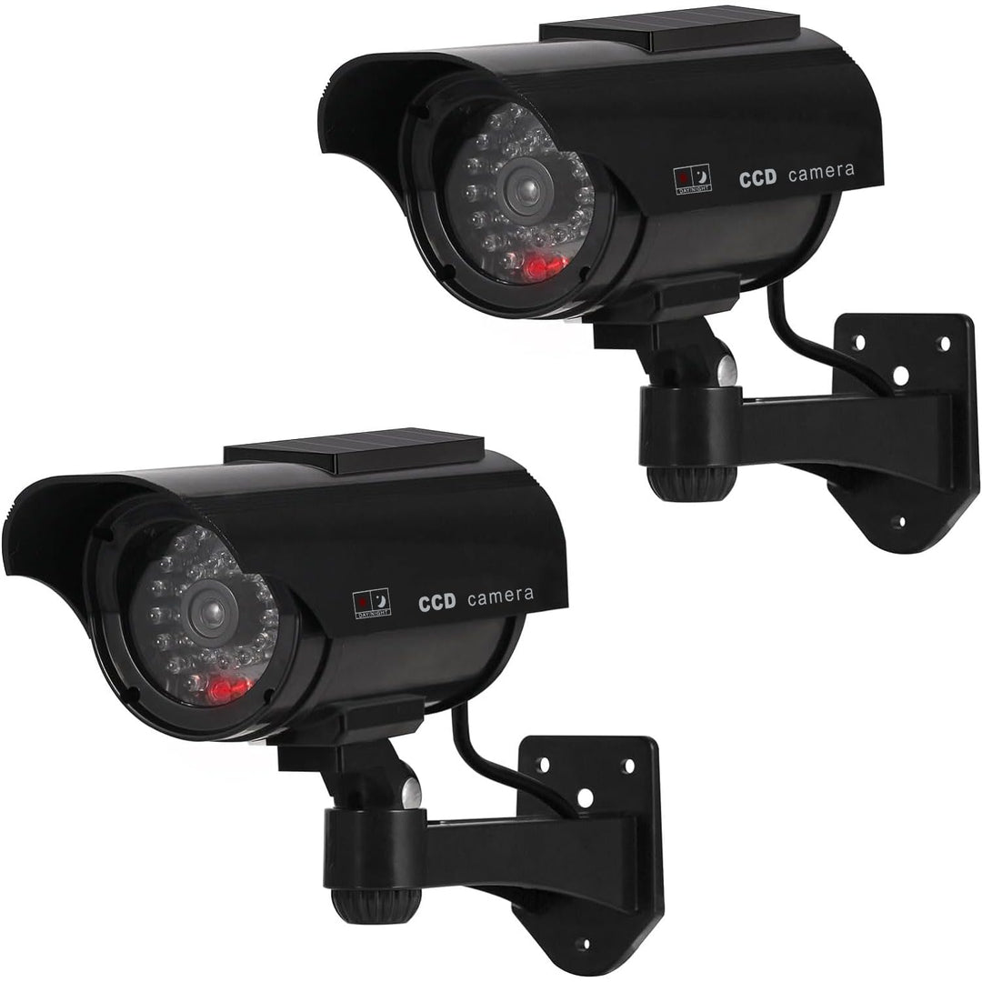 2 Stück Dummy Kamera Solar Betriebene Simulierte Dummy Surveillance Sicherheit Kamera mit Blinkendem