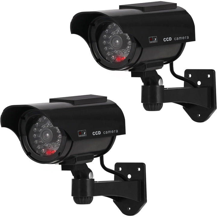 2 Stück Dummy Kamera Solar Betriebene Simulierte Dummy Surveillance Sicherheit Kamera mit Blinkendem