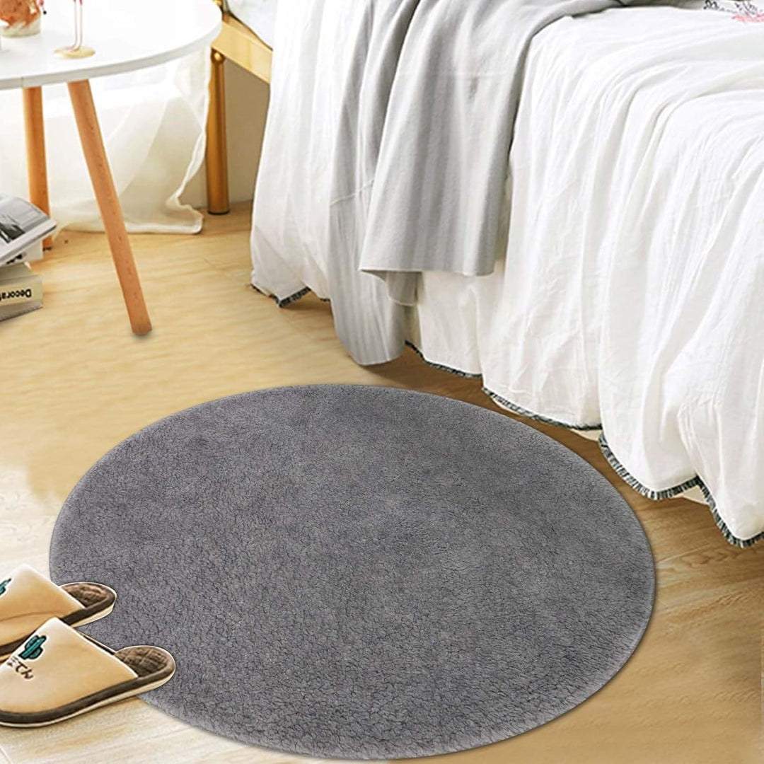 Famibay Badezimmerteppich rutschfest Badematte Waschbar Badteppich Runde 80cm Grau Weiche Badvorlege