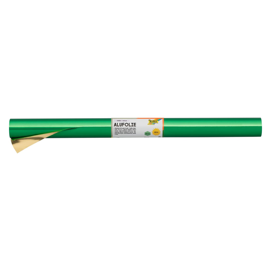 folia R 15 - Alufolie auf Rolle, doppelseitig kaschiert, ca. 50 cm x 10 m, grün / gold - ideal zum B