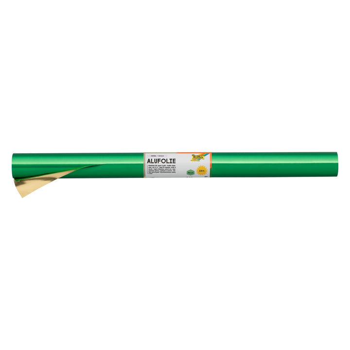 folia R 15 - Alufolie auf Rolle, doppelseitig kaschiert, ca. 50 cm x 10 m, grün / gold - ideal zum B