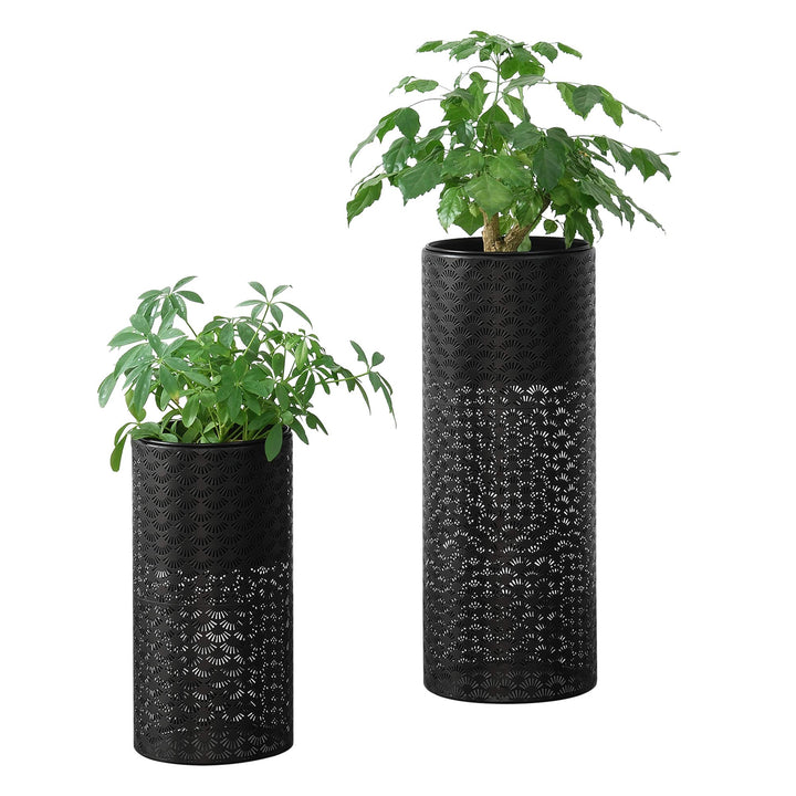 [en.casa] Pflanzständer Virton 2er Set Blumenständer-Set Pflanztopfhalter in 2 Grössen Metall Schwar