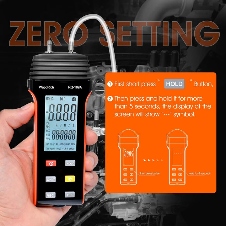 Manometer Gasdruckmessgerät, Differenzdruckmessgerät Digital Dual Port Luftdruckmessgerät für HVAC m