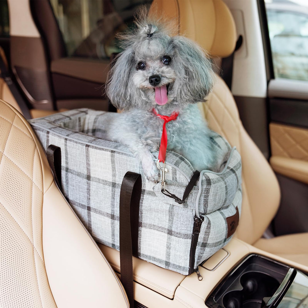 Hunde autositz,Mittelkonsole für Hunde Katzen,kleine Stabiler hundeautositz mit Gurt,Abnehmbarer Was