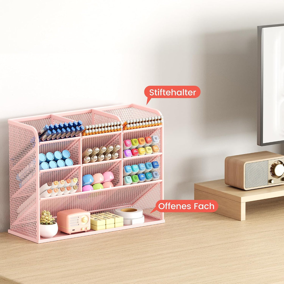 VITVITI Schreibtisch Organizer, 9 Fächer Stiftehalter, Netz Stifte Regal aus Metall, Stiftehalter Sc