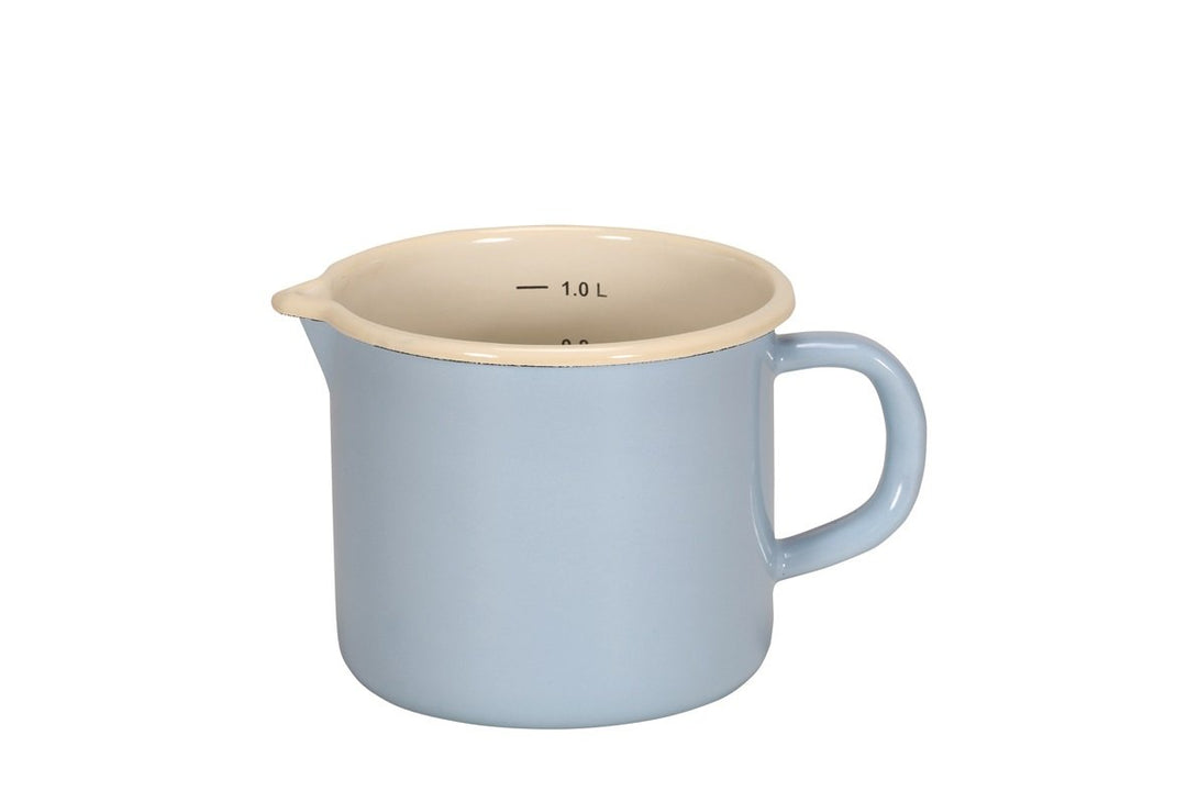 Karl Krüger 17012PAB Milchtopf mit Ausguss Sylt, 1 L, Emaille, blau, 12 x 16 x 30 cm, Hellblau 12cm