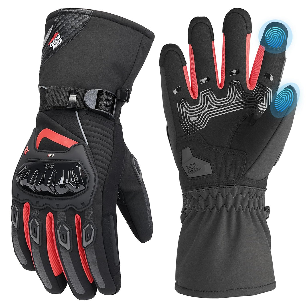 KEMIMOTO Winter Motorradhandschuhe, geprüfte Motorradhandschuhe,Motorrad Handschuhe Winter, Touchscr