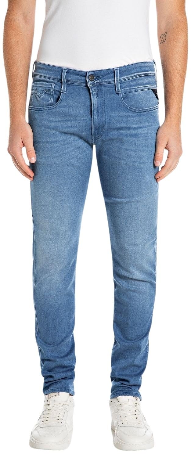 Replay Herren Jeans Anbass Slim-Fit X-Lite 28W / 32L Medium Blue 009, 28W / 32L Medium Blue 009