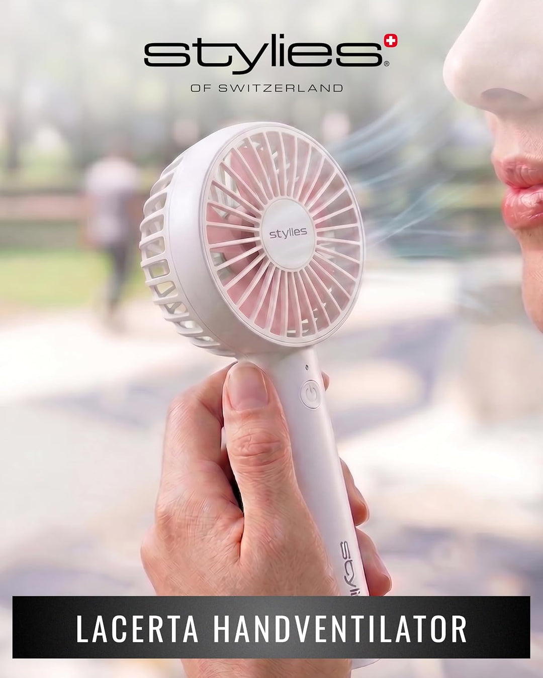 Lacerta Mini Ventilator hand Handventilator Akku aufladbar USB Rosa | Akkuventilator mit USB-Ladung,
