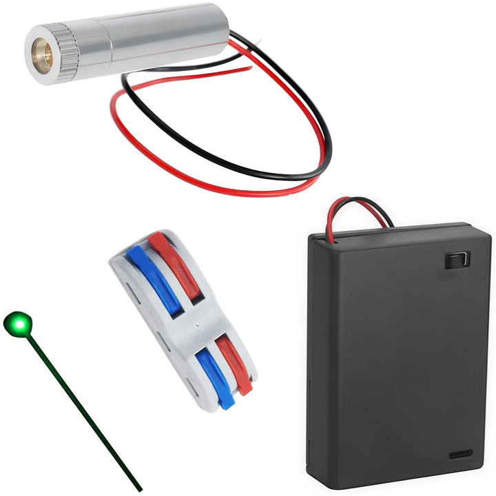 CTRICALVER 1 Pcs 520nm 3-5V Grün Laser-Dot-Modul-Diode mit Fahrer-Kunststoff-Objektiv + 1 pcs AA Bat