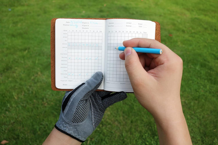 Handy Picks Golf-Logbuch aus Leder, handgefertigt und nachfüllbar, inklusive Golflog n Yardage Buch