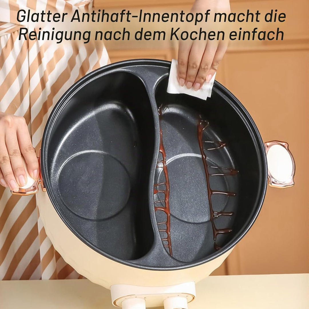 Hotpot Elektrisch Pot, 6L Hot Pot Elektrisch, 2000W Tragbare Multifunktionale Antihaft-Bratpfanne mi