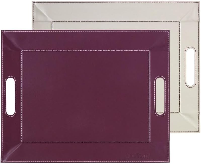 FREEFORM DUO - 2in1 wendbares Tablett & Tischset, pflaume/elfenbein, Kunstleder, Masse: 55 x 41 cm P