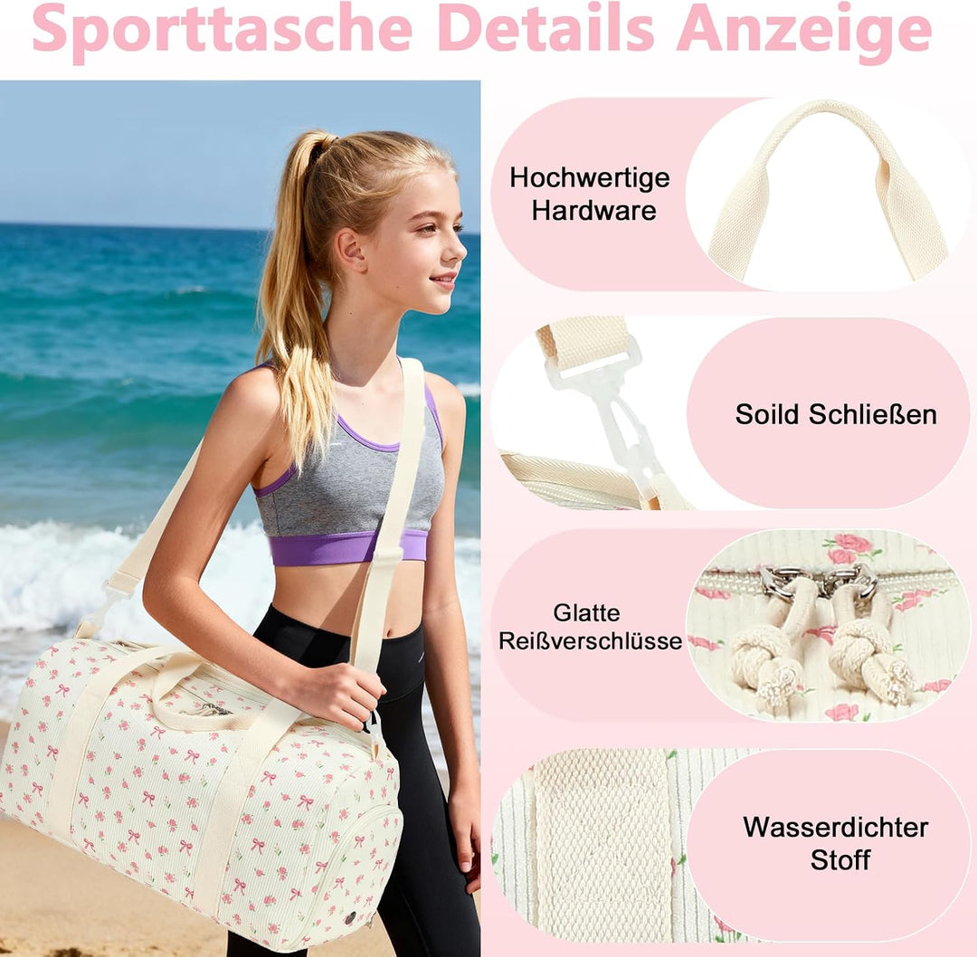 LOIDOU Sporttasche Reisetasche Frauen Mädchen Jungen Sporttasche mit grossem Schuhfach Nassfach Spor