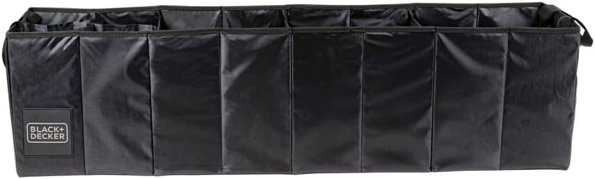 BLACK+DECKER Kofferraum Aufbewahrungsbox – 110 x 30 x 30 cm – 5 Fächer – Faltbar – mit Griffen – Sch