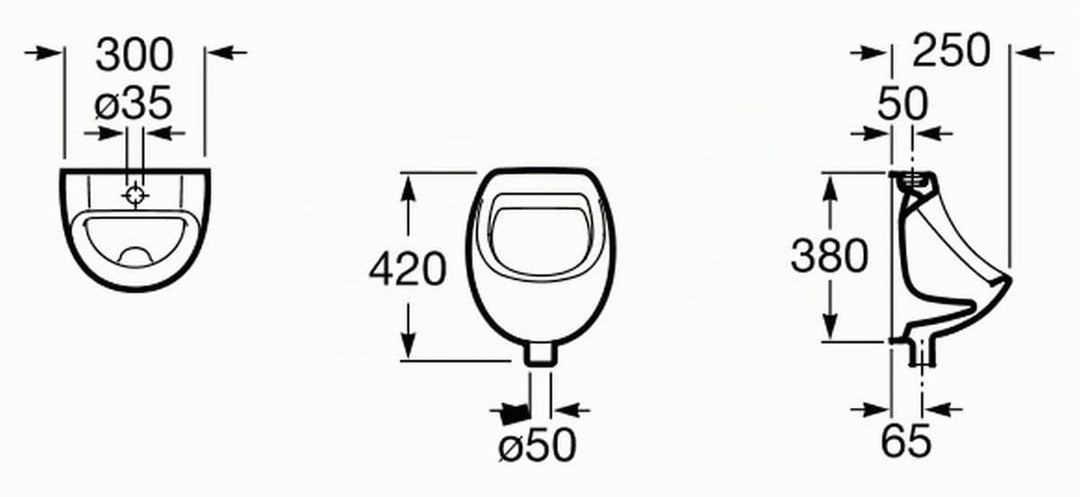 VBChome Set Urinal + Spülventil Zulauf Oben Weiss Modern Hochwertig Keramik Pinkelbecken senkrecht P