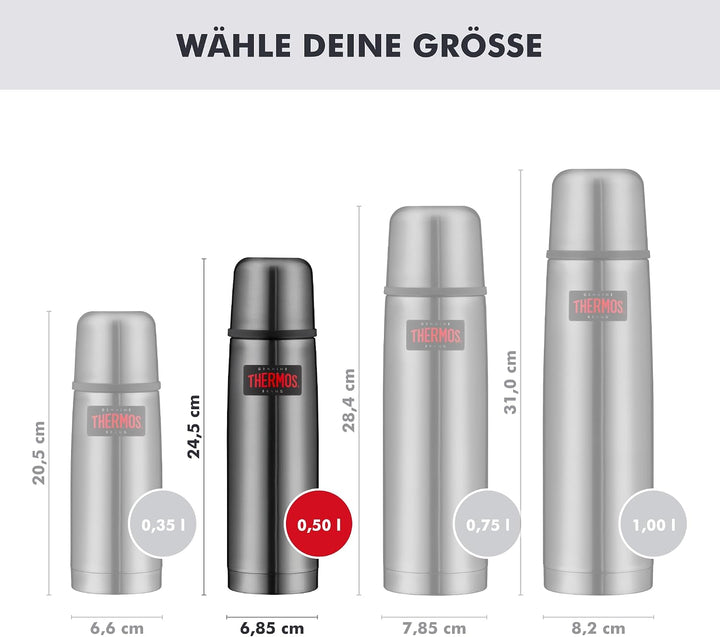 THERMOS LIGHT &amp; COMPACT BEVERAGE BOTTLE 0,50l, stone grey, Thermosflasche Edelstahl, Isolierflasche