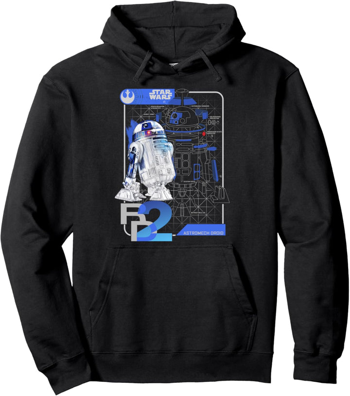 Star Wars The Last Jedi R2-D2 Simple Schematics Poster Pullover Hoodie