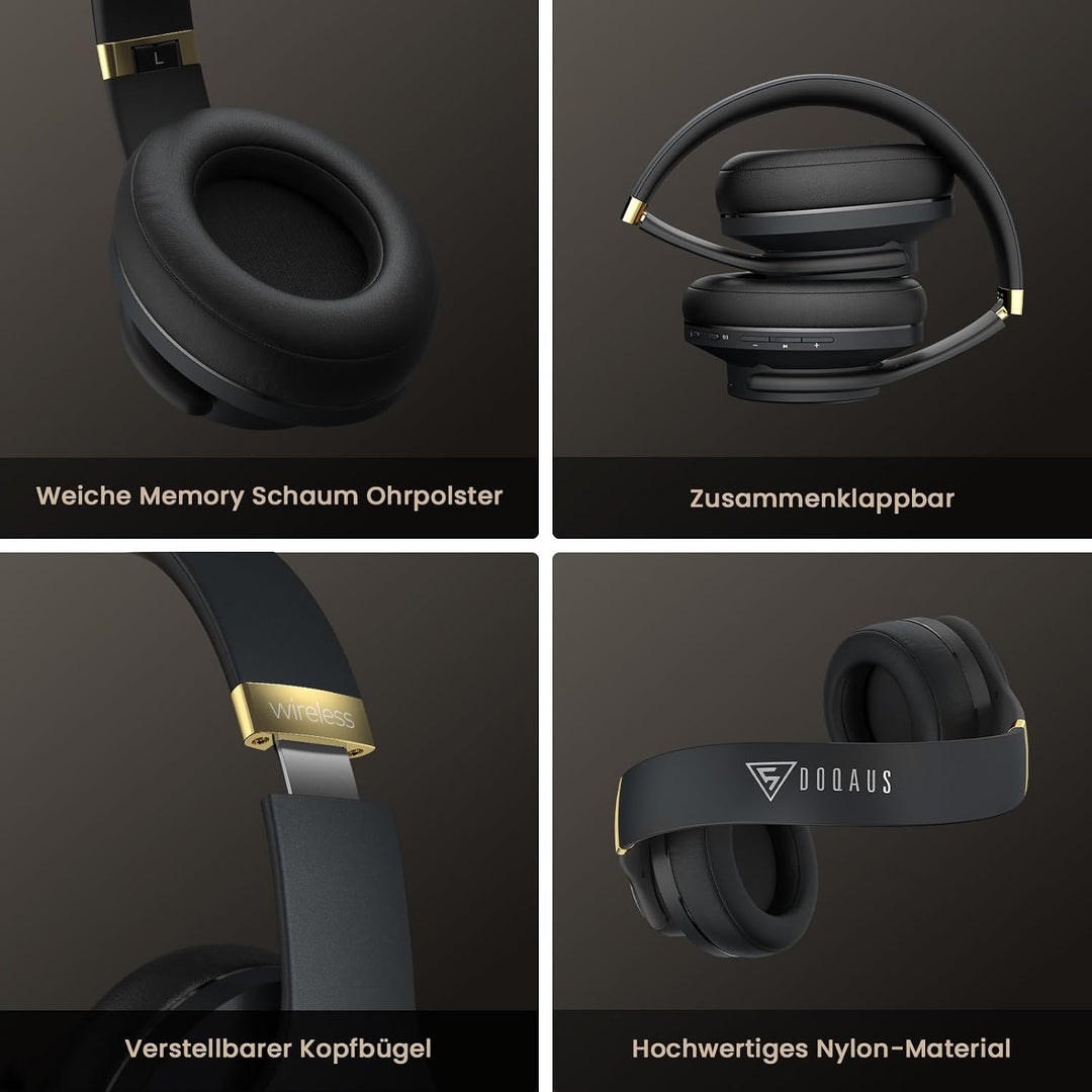 DOQAUS Kopfhörer Kabellos Bluetooth,Bis zu 90 Std HiFi Stereo Kopfhörer Over Ear mit 3 EQ-Modi,Bluet