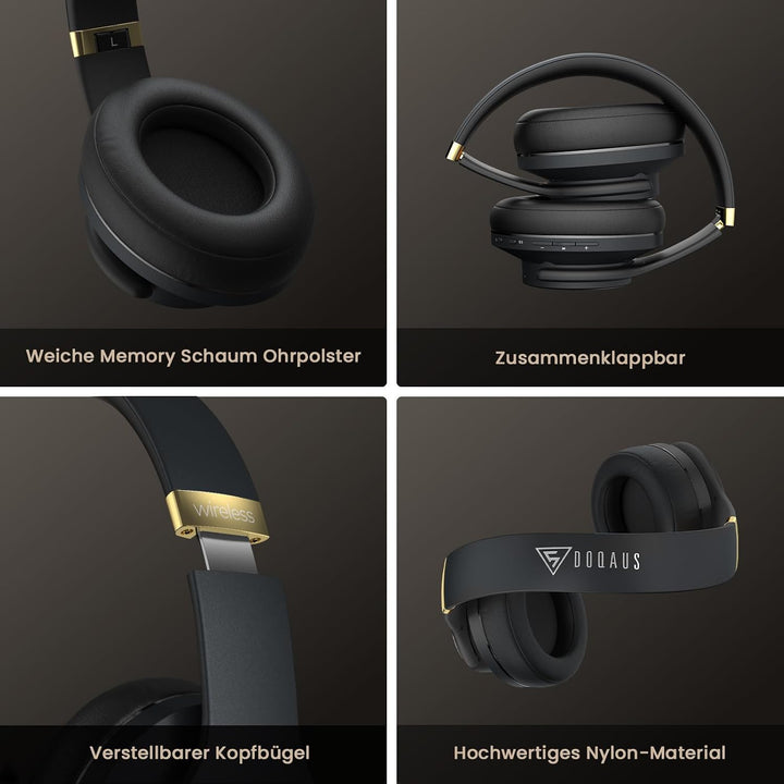 DOQAUS Kopfhörer Kabellos Bluetooth,Bis zu 90 Std HiFi Stereo Kopfhörer Over Ear mit 3 EQ-Modi,Bluet