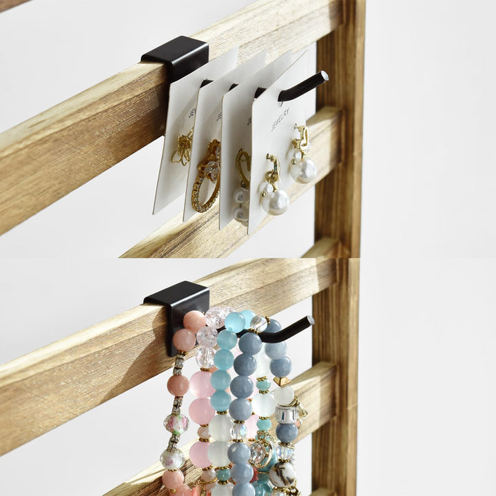 Ikee Design Schmuckständer aus Holz mit 20 Haken, Ohrring-Kartenhalter mit Haken, Schmuckturm für Oh