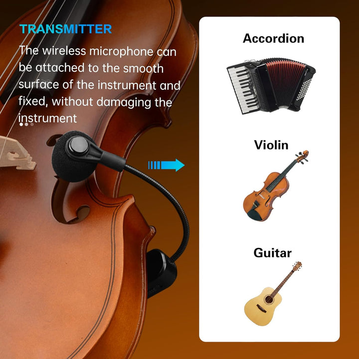 EBJ 2,4 G Instrumenten-Mikrofonempfänger mit abnehmbarem Saugnapf für Gitarre, Violine, Cello, Akkor