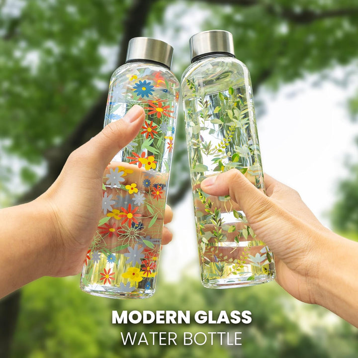 1 liter Glasflasche Trinkflasche Glas Sport Borosilikat Glass Bottle Wasser Flasche mit Neopren-Hüll