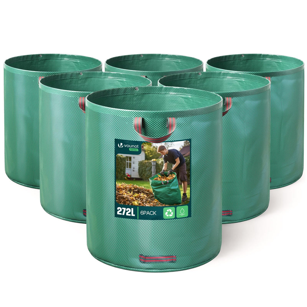 VOUNOT Gartenabfallsack 272 Liter, 6er Gartensäcke für Grünabfall, Selbststehend und Falt, Laubsack