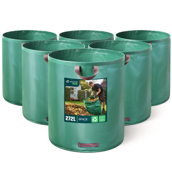 VOUNOT Gartenabfallsack 272 Liter, 6er Gartensäcke für Grünabfall, Selbststehend und Falt, Laubsack