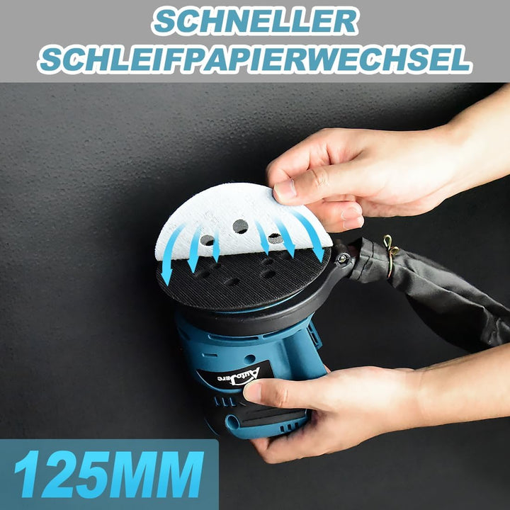 Exzenterschleifer Kompatibel mit Makita 18 V Akku 3 Leistungsstufe Schwingschleifer 125MM Exentersch