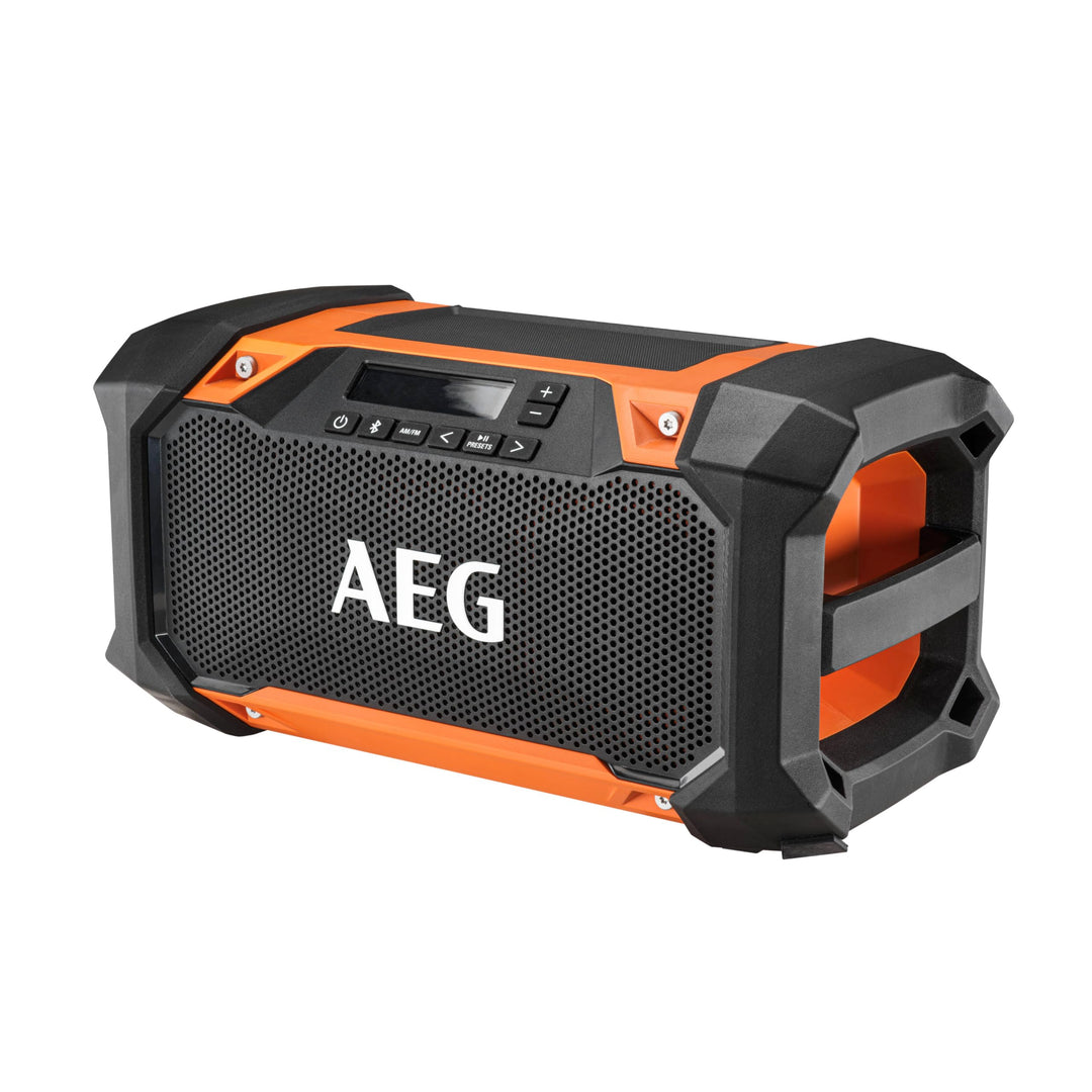 AEG - Radio 18 V, Bluetooth-Verbindung, Reichweite bis zu 30 m, 30 W, USB-Buchse, AM/FM-Band, LCD-Di