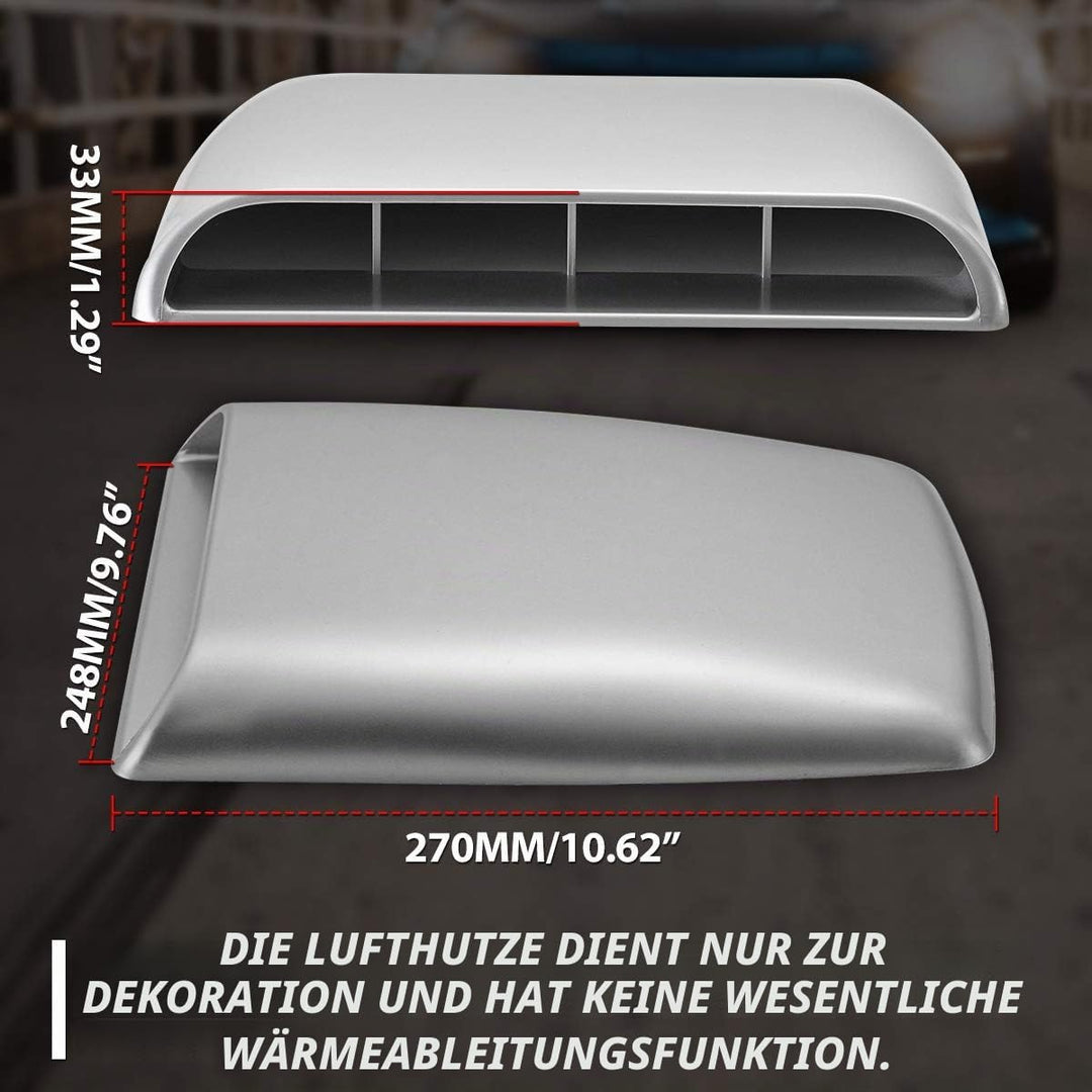 KATUR Universal Car Dekorative Luftstrom Einlasshaube Scoop Vent Turbo Bonnet Cover Grau, grau