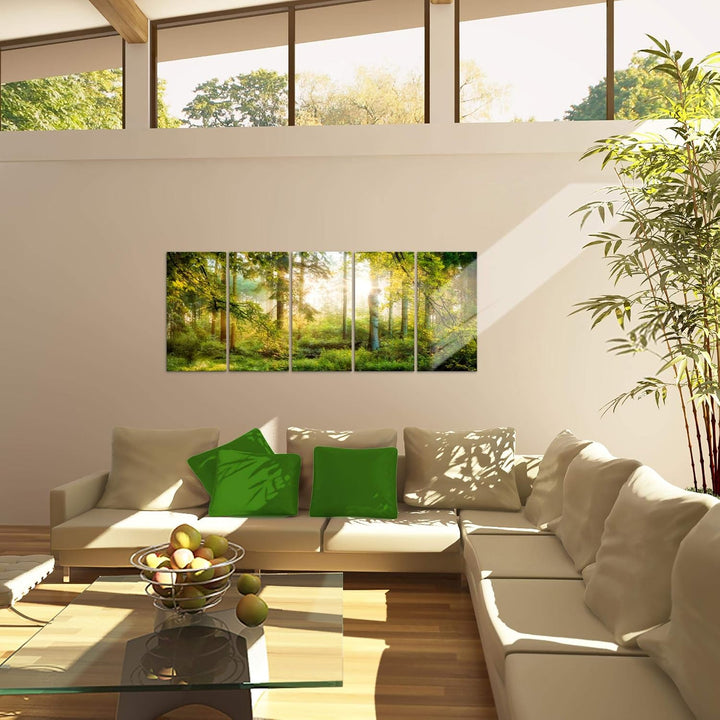 Runa Art Bild Wald Landschaft Wandbilder auf Vlies Leinwand 5 Teilig Wanddekoration Schlafzimmer Woh
