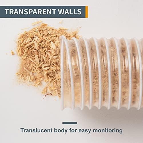 POWERTEC 70143 PVC-Staubsaugerschlauch (10,2 cm x 6,8 m), flexibel, durchsichtig, robuster PVC-Schla