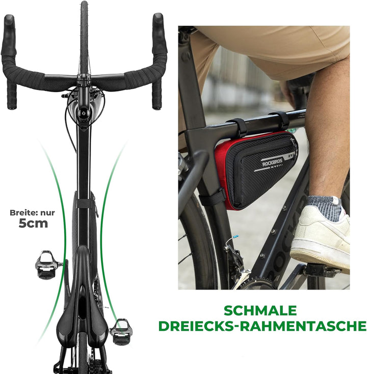ROCKBROS Rahmentasche Dreieckstasche 1,2L Fahrradtasche für MTB, Rennräder Wasserabweisende Werkzeug