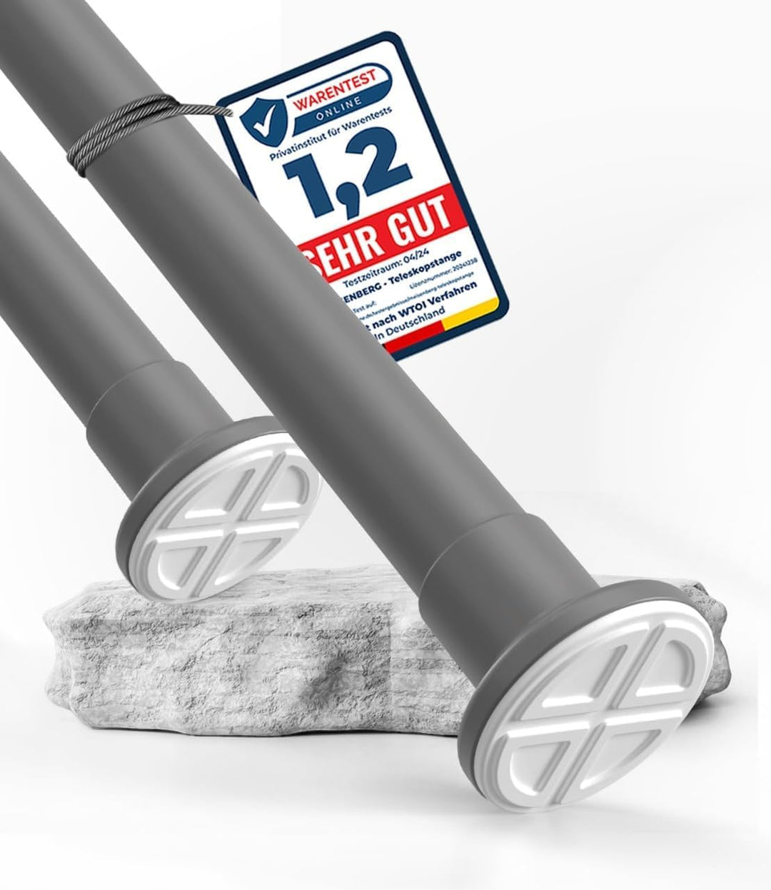 Vorhangstange ohne Bohren 90-160cm, Grau, Ø 25 mm, Gardinenstange zum Klemmen - Spannstange - Klemms