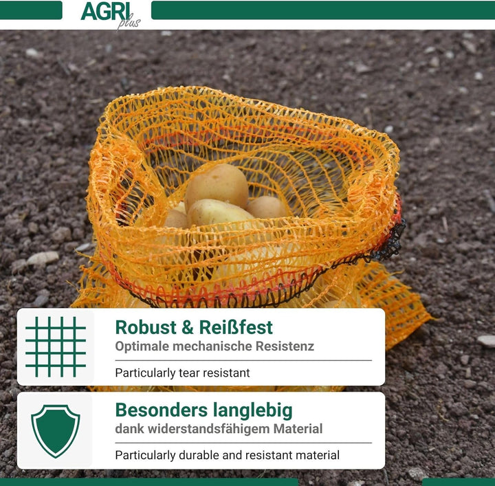 AGRI plus 100 Stück Kartoffelsäcke goldgelb mit Zugband I 50 x 80 cm I verschiedene Grössen I Grobma