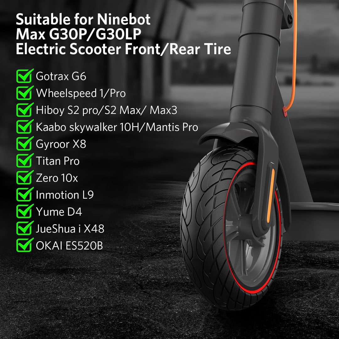 OUXI 10×2.5 Zoll Ersatz-Vollgummireifen 60/70-6.5 für Ninebot G30 Max /G30D mit Montagewerkzeug für