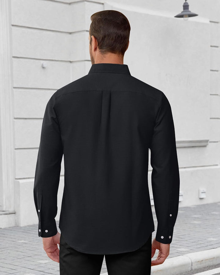 J.VER Oxford Herren Hemd Regular Fit Hemd Langarm Bügelleicht Casual Hemd aus Oxford Button Down Hem