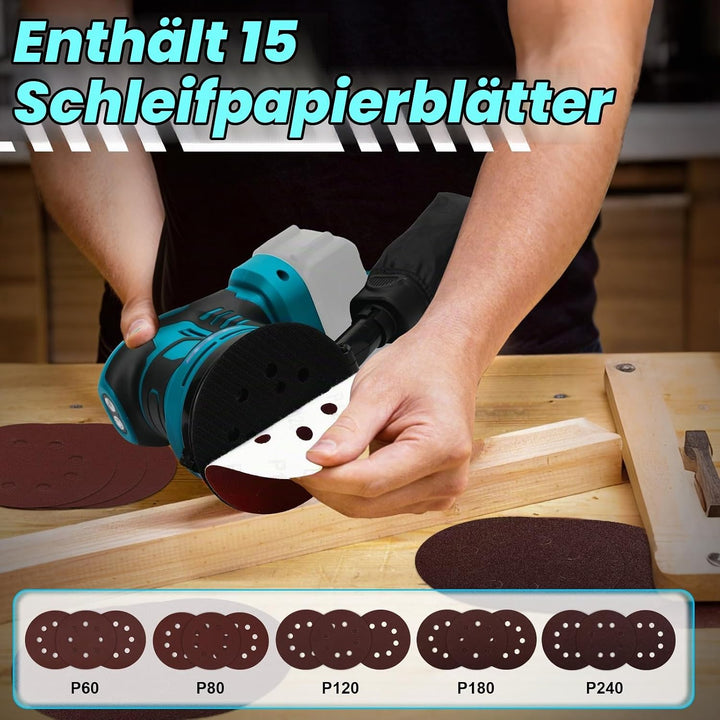 Exzenterschleifer für Makita 18V Akku(no Akku),125mm Schleifmaschine, 3 Geschwindigkeiten 7,000-11,0