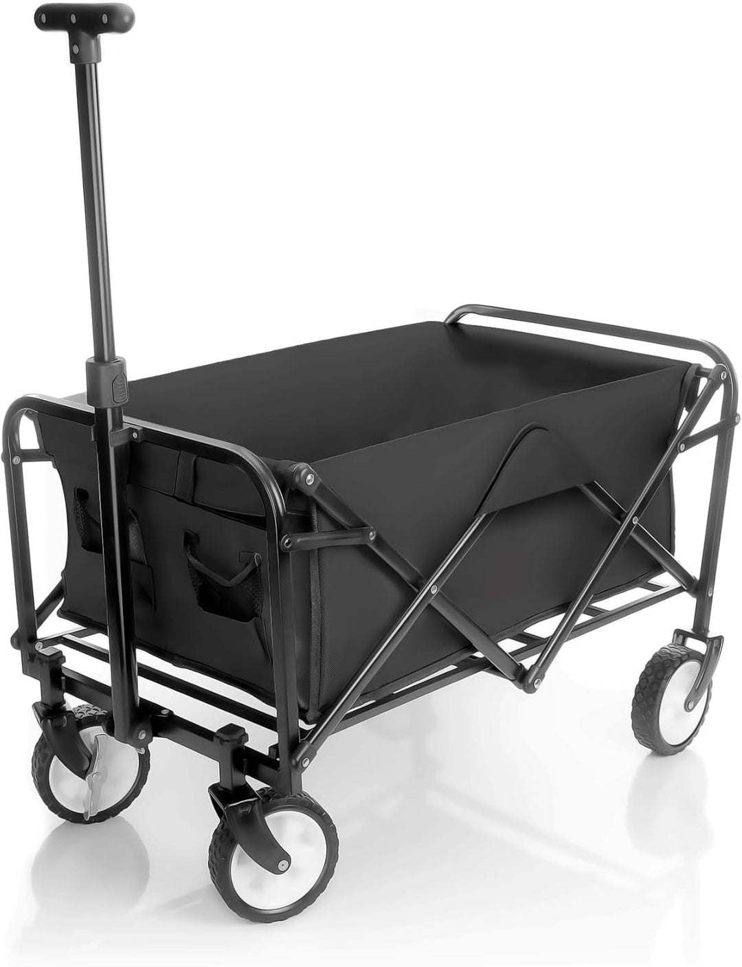BigDean Bollerwagen faltbar bis 80kg schwarz - kompakter Transportwagen klappbar - Handwagen für Cam
