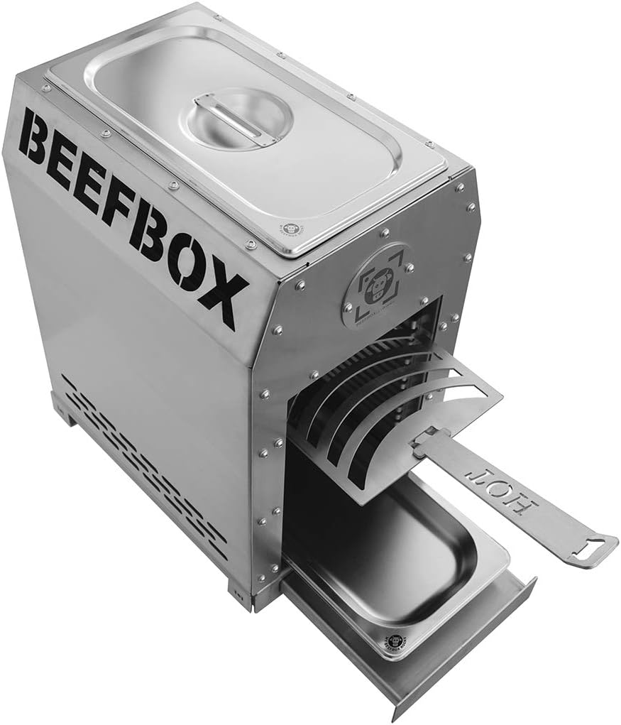 BEEFBOX PRO 2.0 | Elektro-Zündung | 850 Grad Oberhitze Grill | komplett Edelstahl | leicht zu reinig