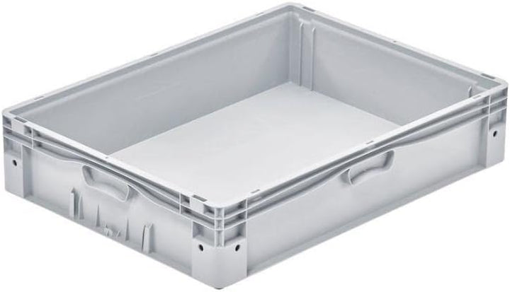 SparSet 4x Euro-Norm Grossbehälter | HxBxT 17x60x80cm | 72 Liter | Glatter Boden | Grau | Eurobehält
