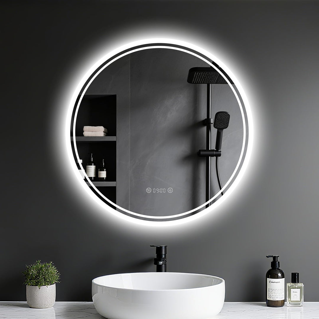 Badspiegel mit Beleuchtung - Badezimmer-Spiegel-LED mit Beschlagfrei, Touch-Schalter, Dimmbar, 3 Lic