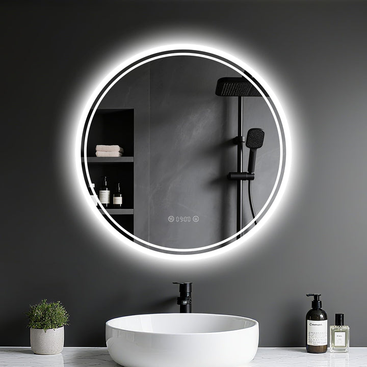 Badspiegel mit Beleuchtung - Badezimmer-Spiegel-LED mit Beschlagfrei, Touch-Schalter, Dimmbar, 3 Lic