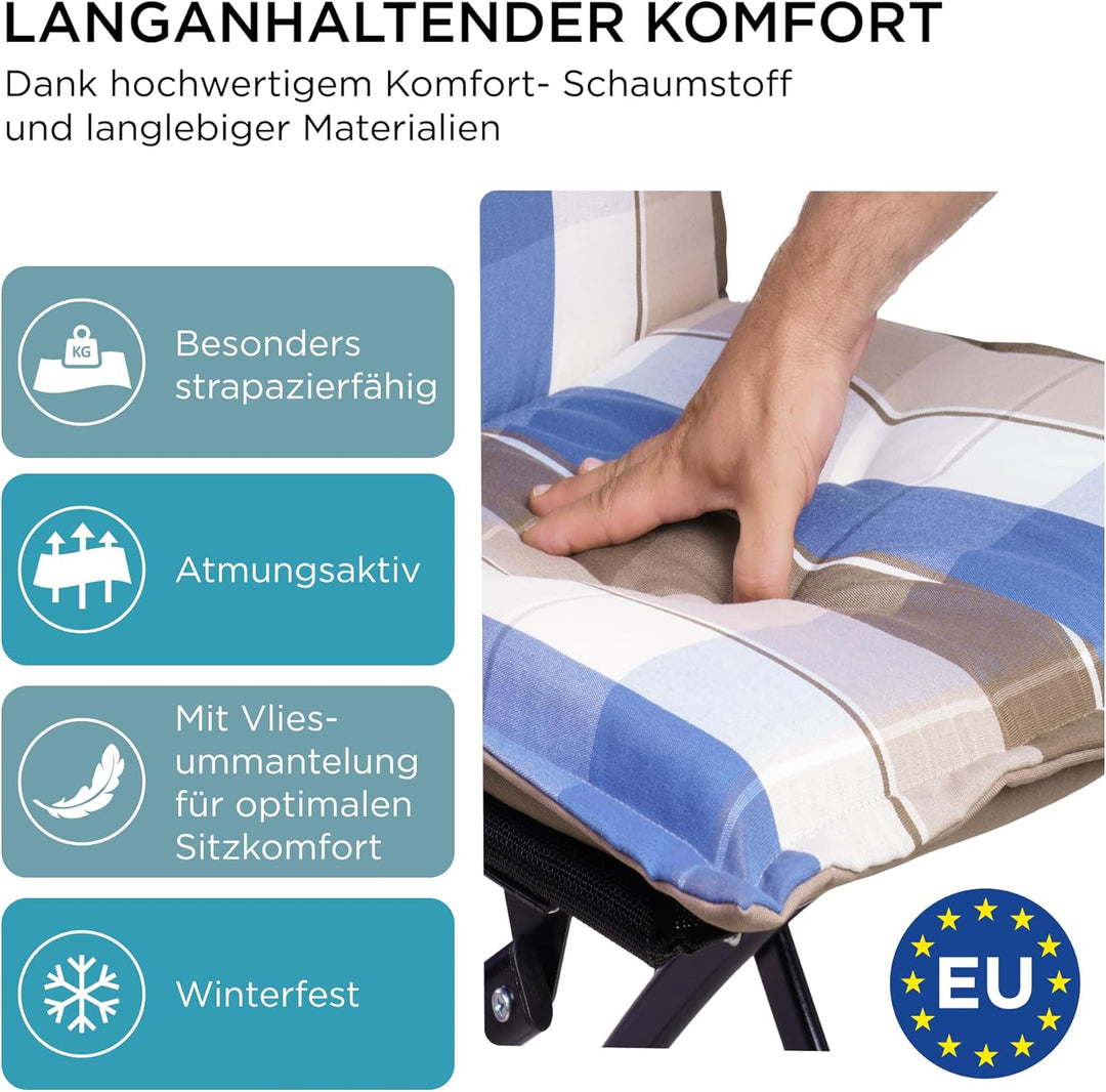 Gartenstuhlauflagen Niedriglehner I Extra Dicke Sitzauflagen I Made in Europe I Stuhlauflagen für Ni