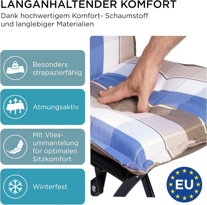 Gartenstuhlauflagen Niedriglehner I Extra Dicke Sitzauflagen I Made in Europe I Stuhlauflagen für Ni