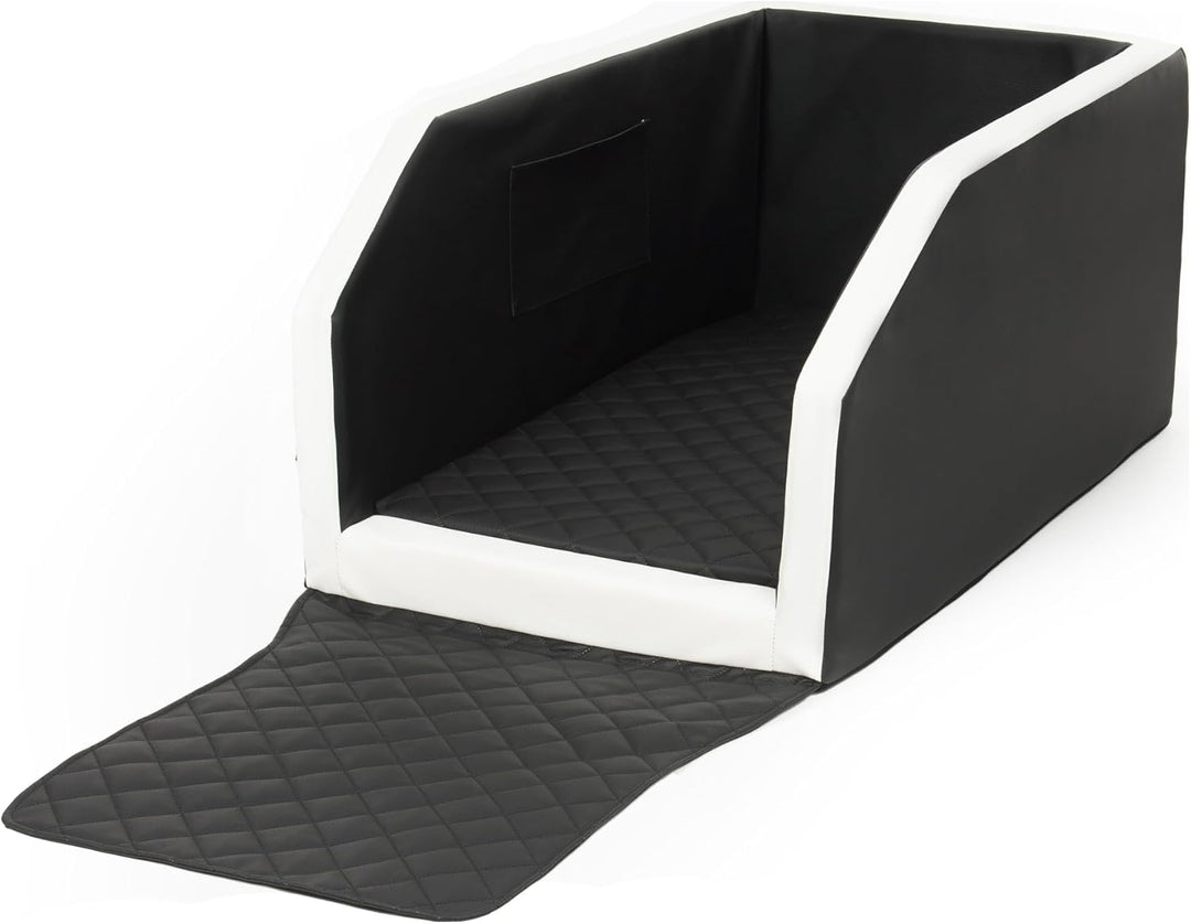 Autohundebett Hunde-Autositz Hundebett Rückbank Hundesitz Anschnallgurt 55x100 (Farbe: schwarz - wei
