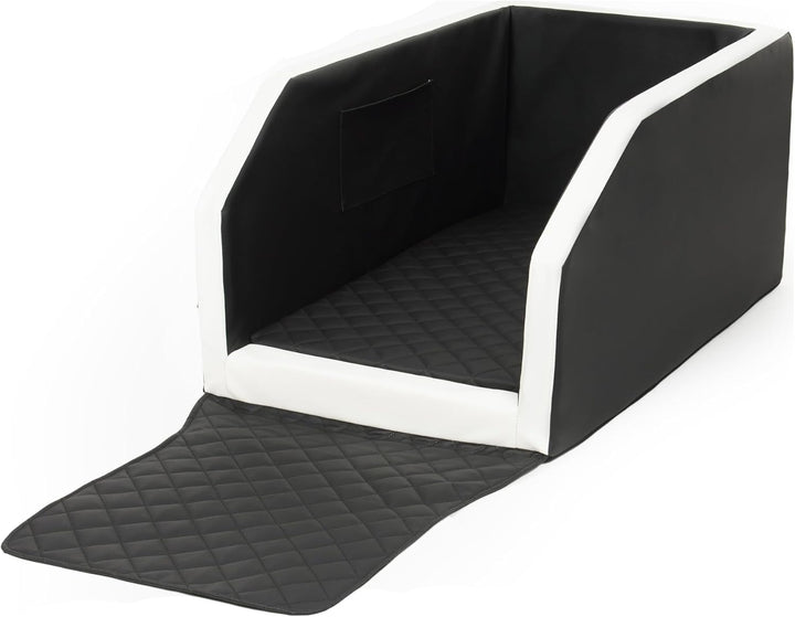 Autohundebett Hunde-Autositz Hundebett Rückbank Hundesitz Anschnallgurt 55x100 (Farbe: schwarz - wei